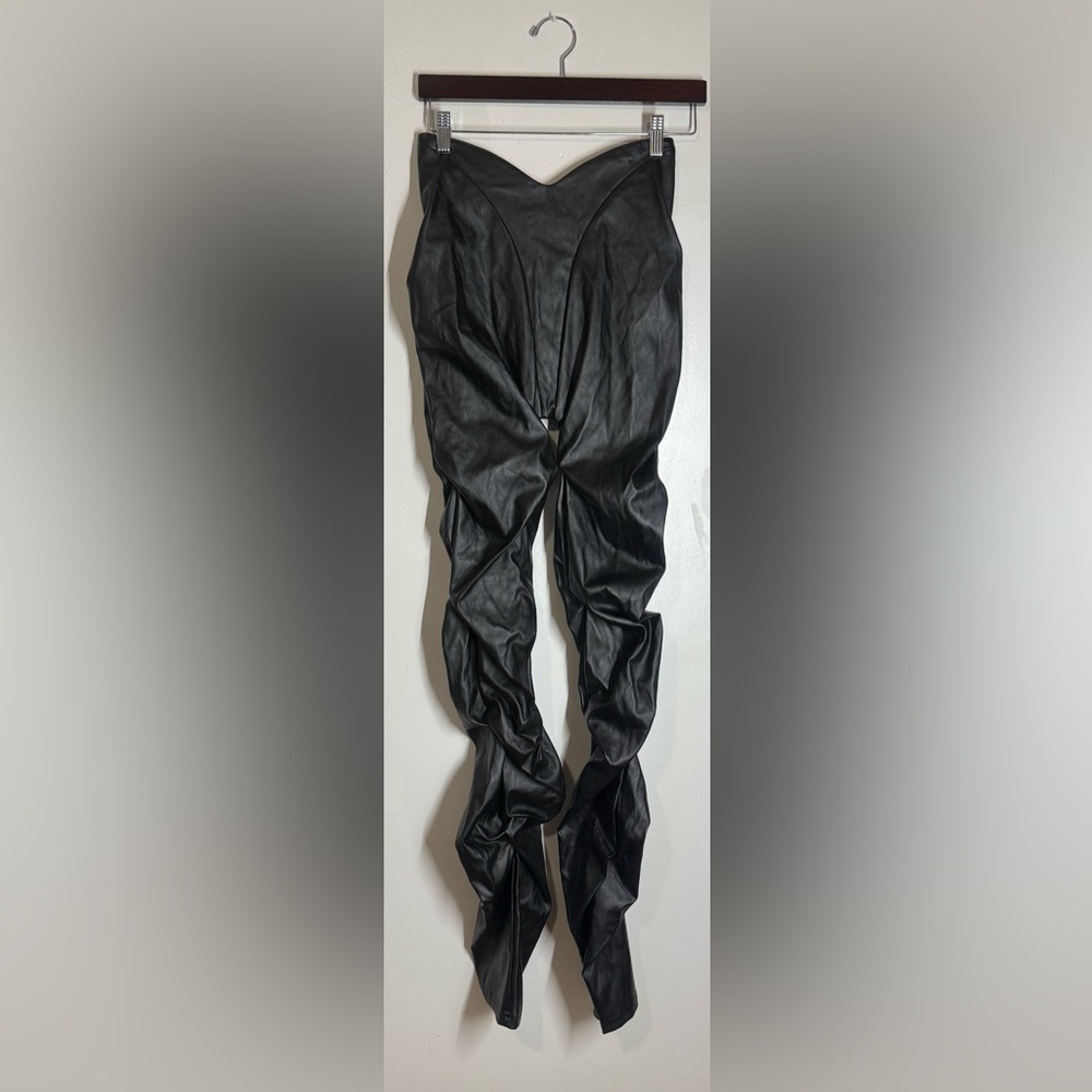 Fashion Nova Rock The Night Faux Leather Stacked Pant - Picture 4 of 5